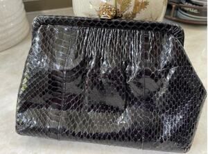 Vintage snakeskin cocktail bag Dark Amethyst